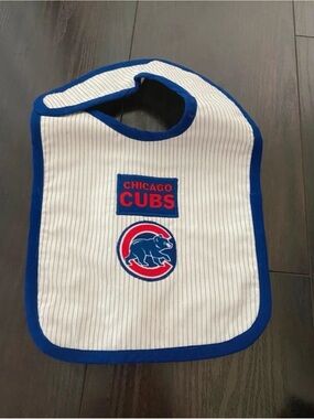 Baby Bib - White with Blue Trim